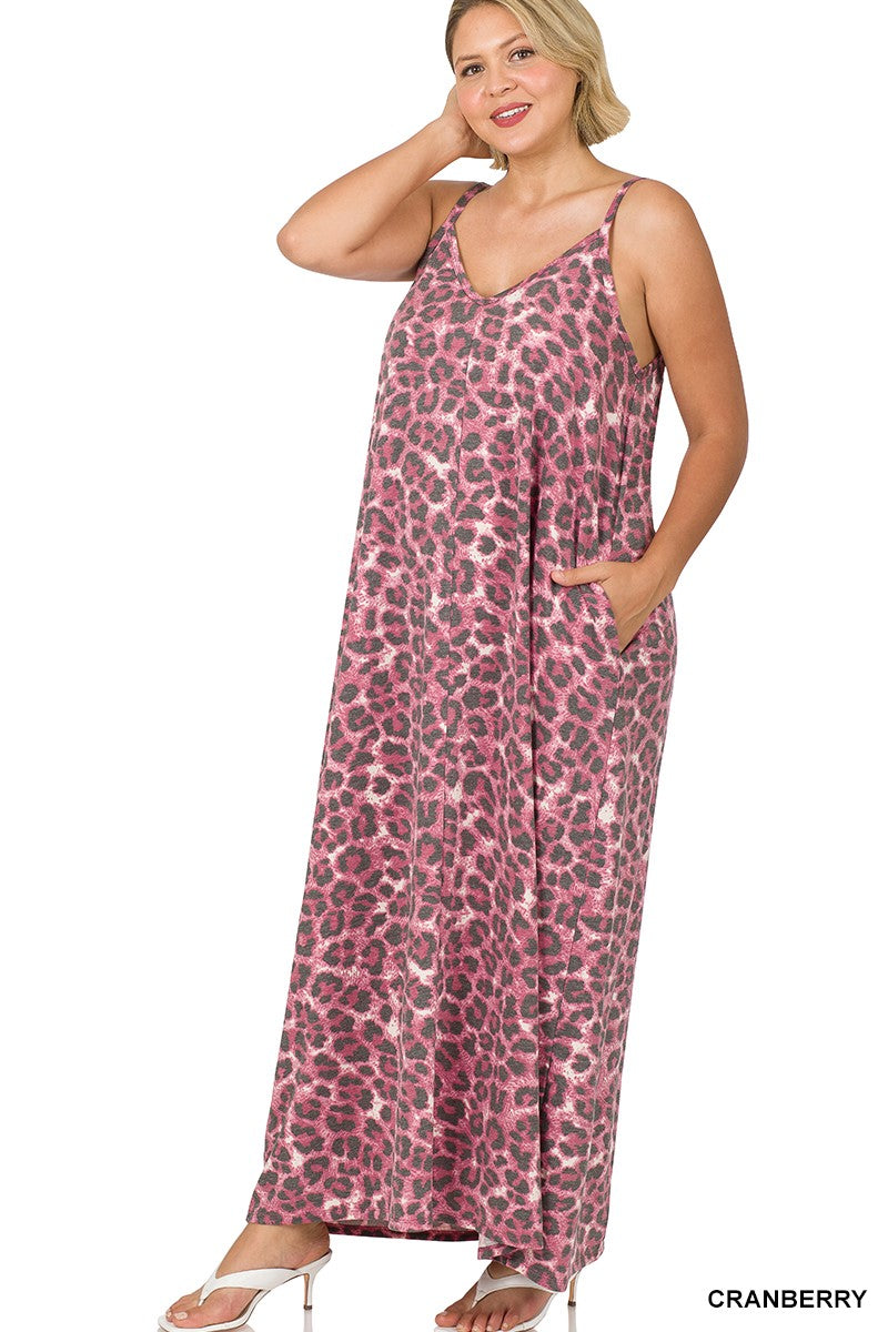 cami maxi dress plus size Plus Size Sundress Rainbow Gradient Plaid Pockets Cami Maxi Dress