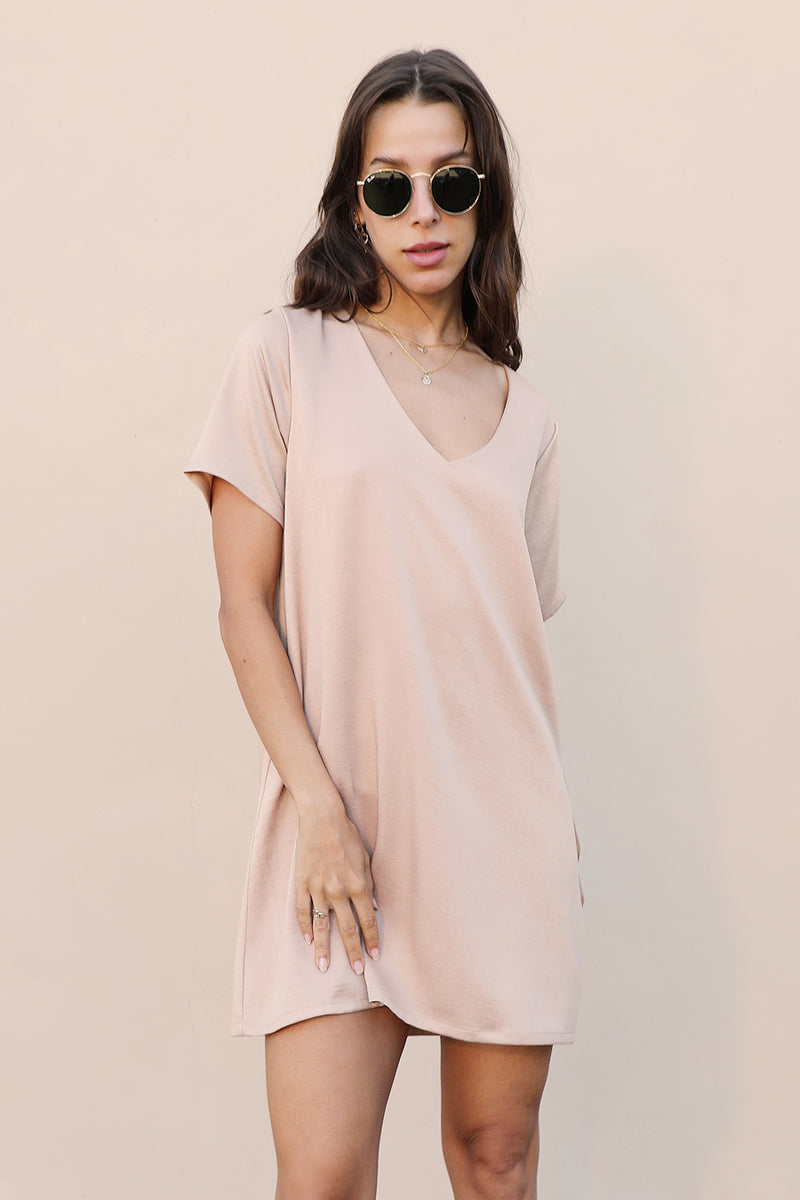 Barely Blush Satin Shift Dress – P. Elyse Boutique