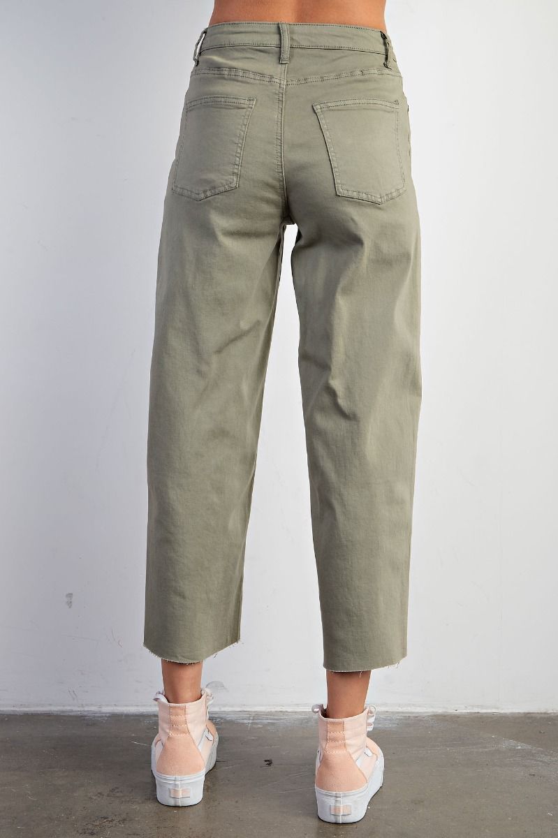 Madelyn Cropped Bell Bottoms - Faded Olive