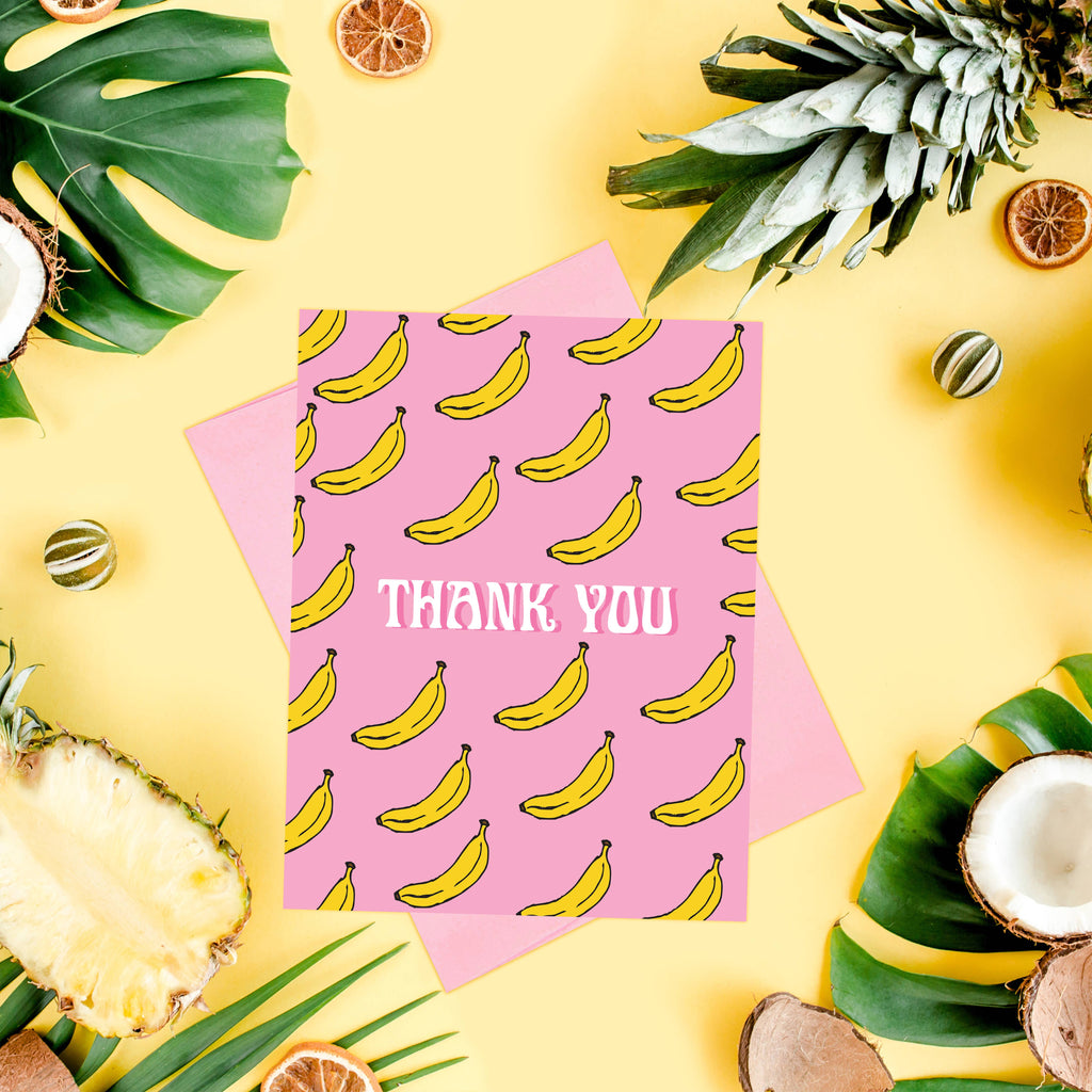 Thank You Tropical Banana's Card| Colorful Grateful Card