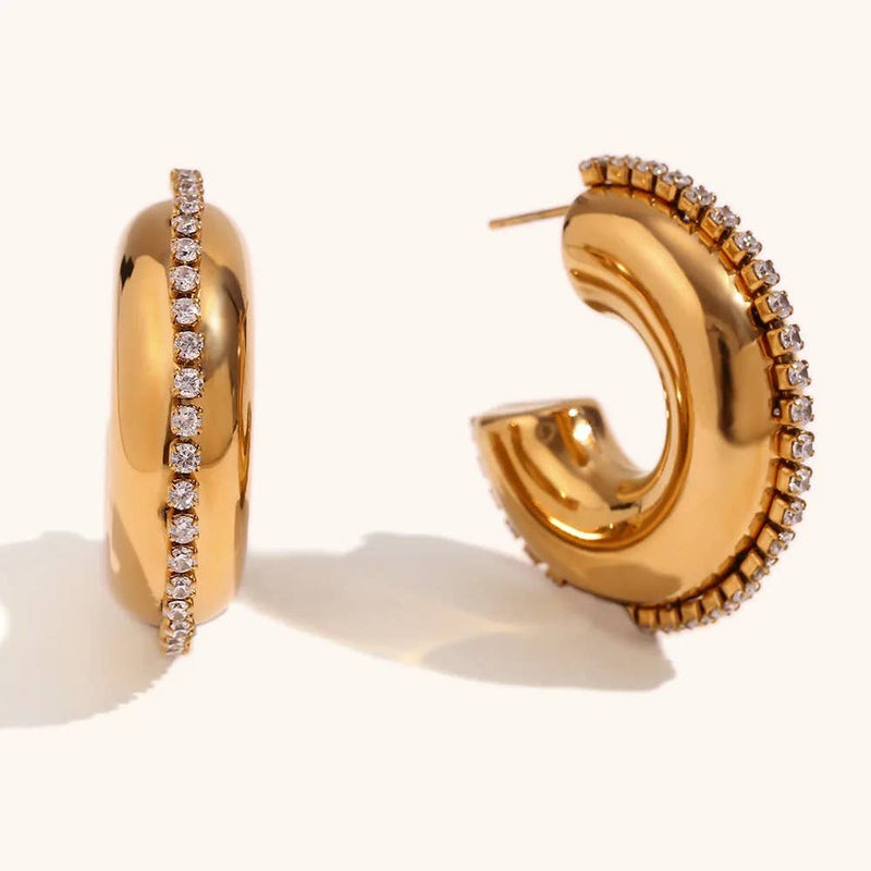 Radiance Curve Gold Hoop Earrings