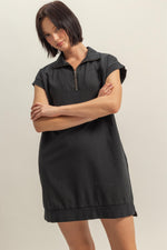 Half Zip Up Mock Neck Mini Dress