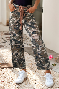 Camouflage Distressed Denim Pants
