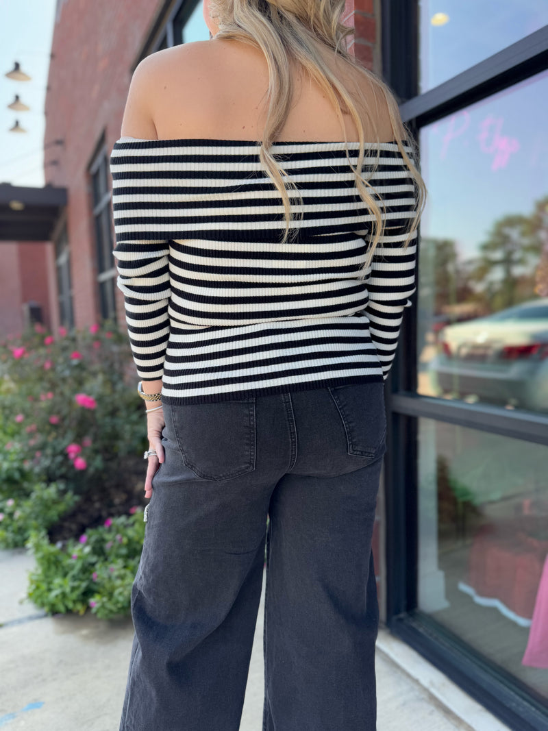 Black and Cream Stripe Top