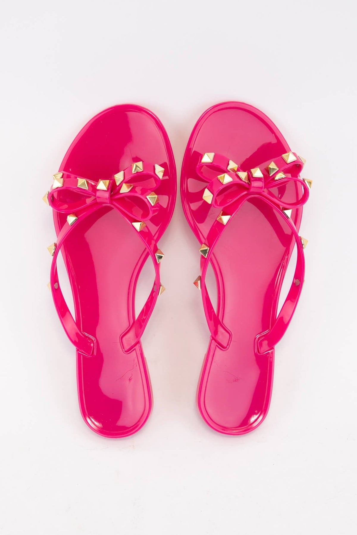 Hot Pink Rockstud Jelly Sandals
