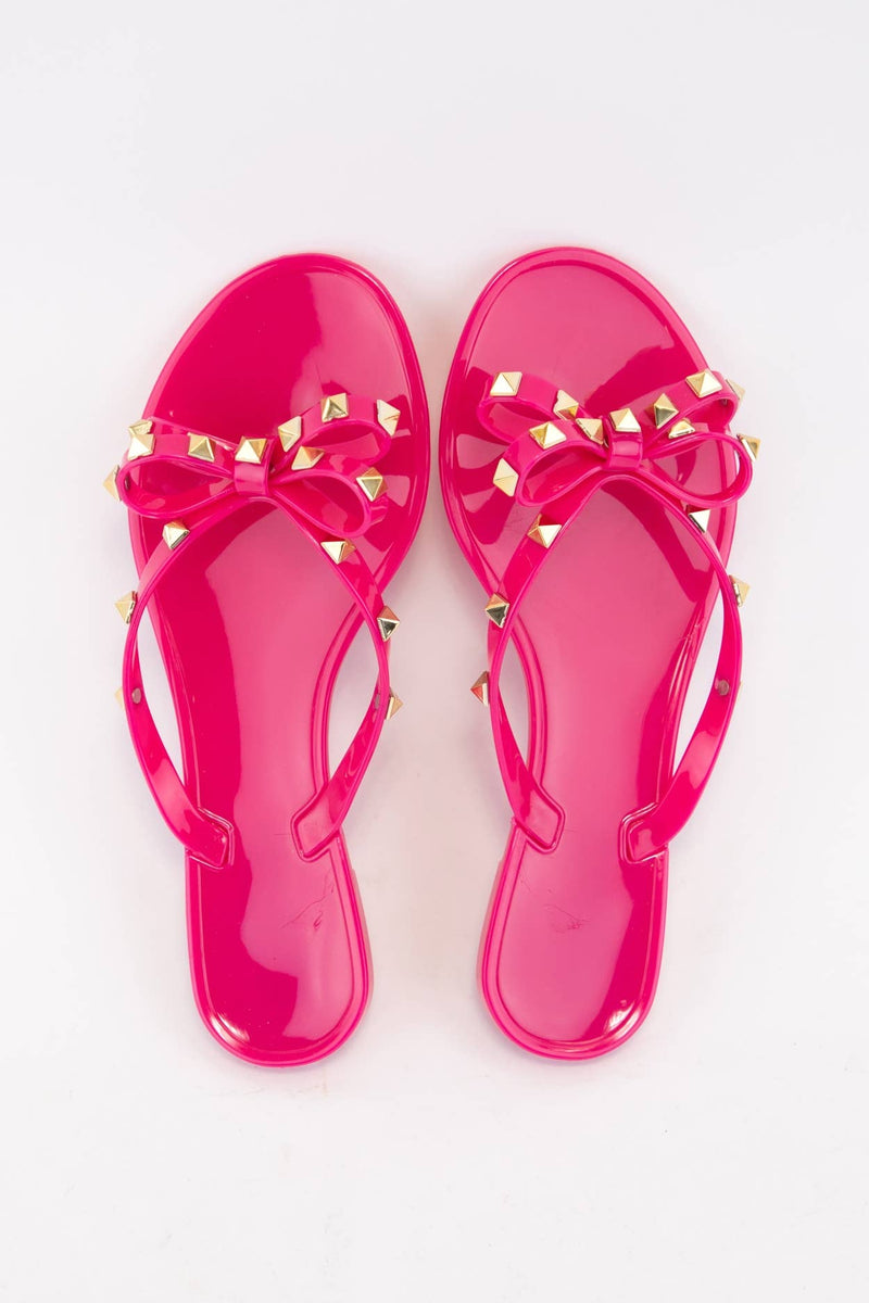 Hot Pink Rockstud Jelly Sandals