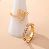 Baguette Crystal Heart Open Ring