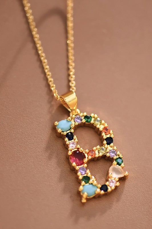 Stainless Multicolor Initial Necklace