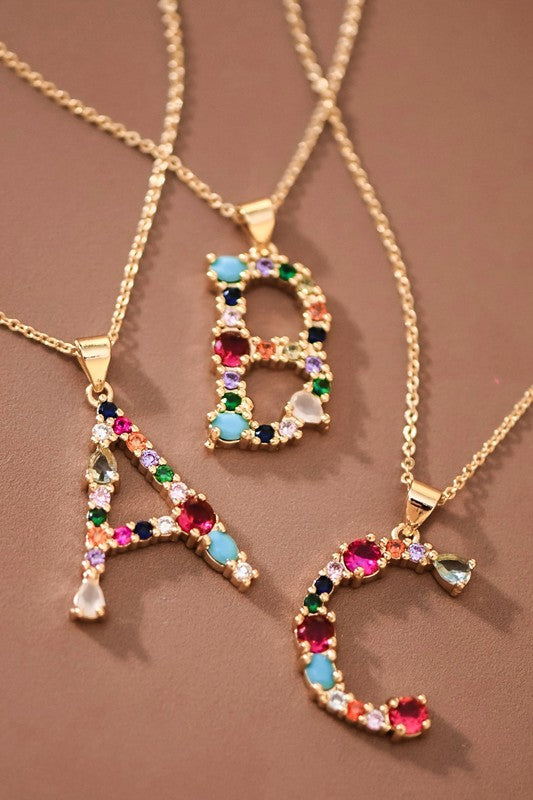 Stainless Multicolor Initial Necklace