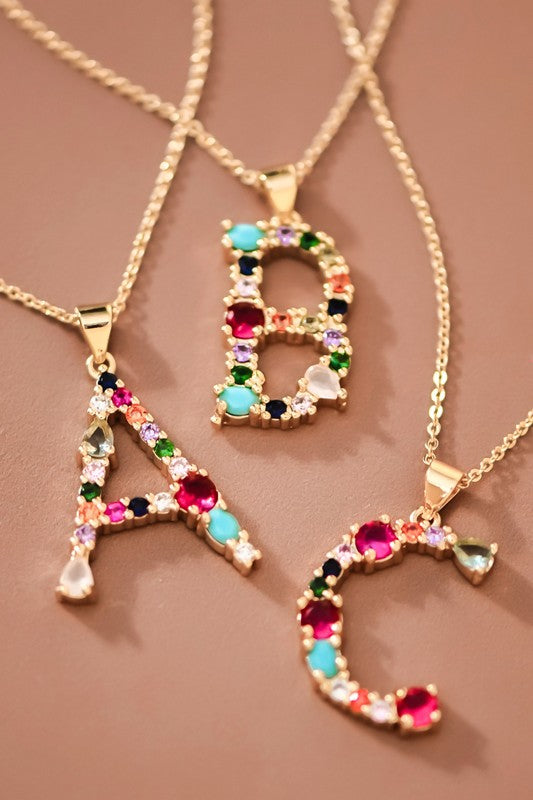 Stainless Multicolor Initial Necklace