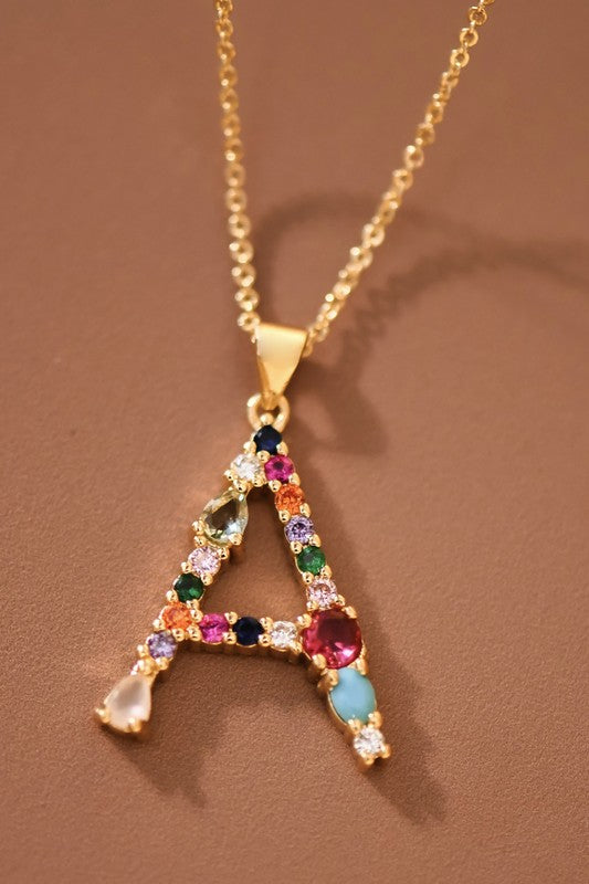 Stainless Multicolor Initial Necklace