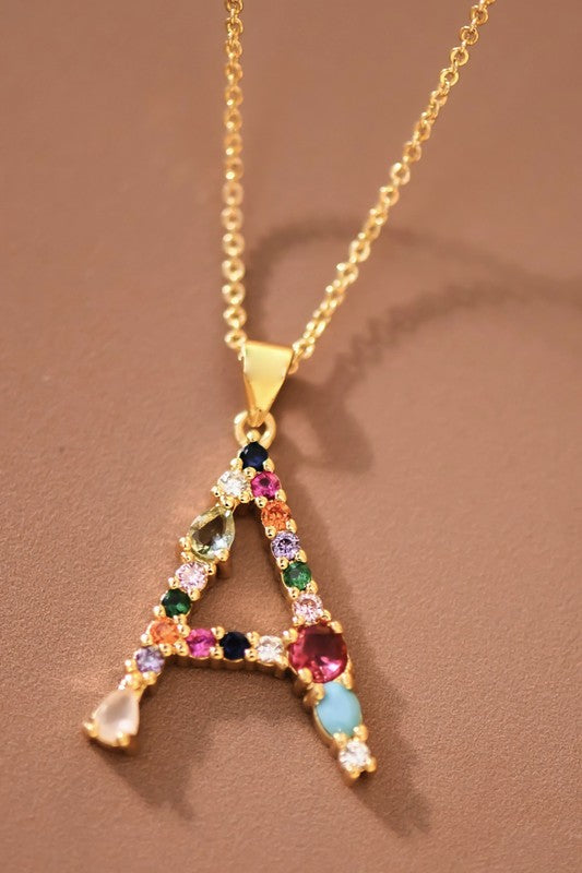 Stainless Multicolor Initial Necklace