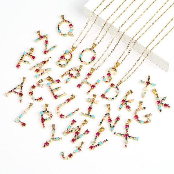 Stainless Multicolor Initial Necklace
