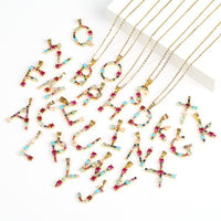 Stainless Multicolor Initial Necklace