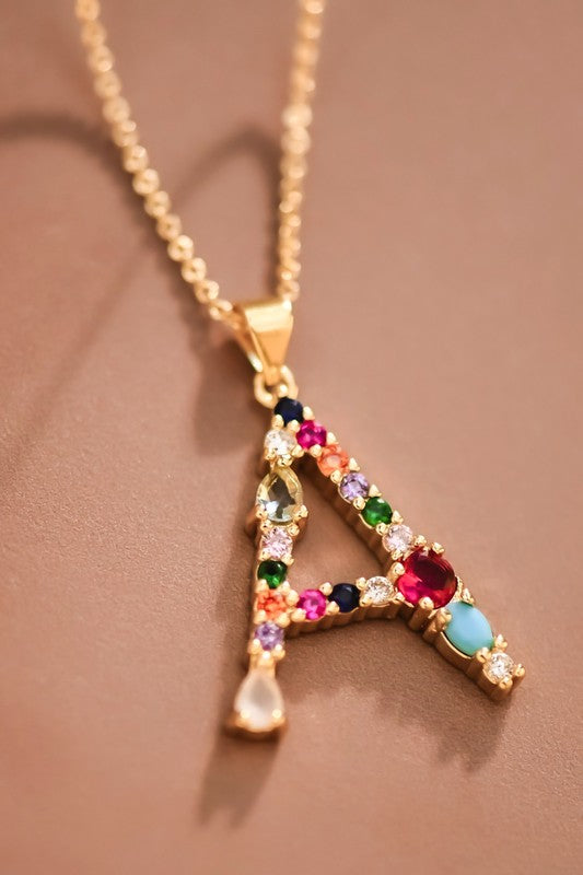 Stainless Multicolor Initial Necklace
