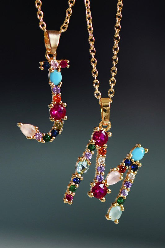 Stainless Multicolor Initial Necklace