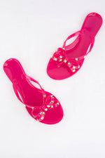 Hot Pink Rockstud Jelly Sandals