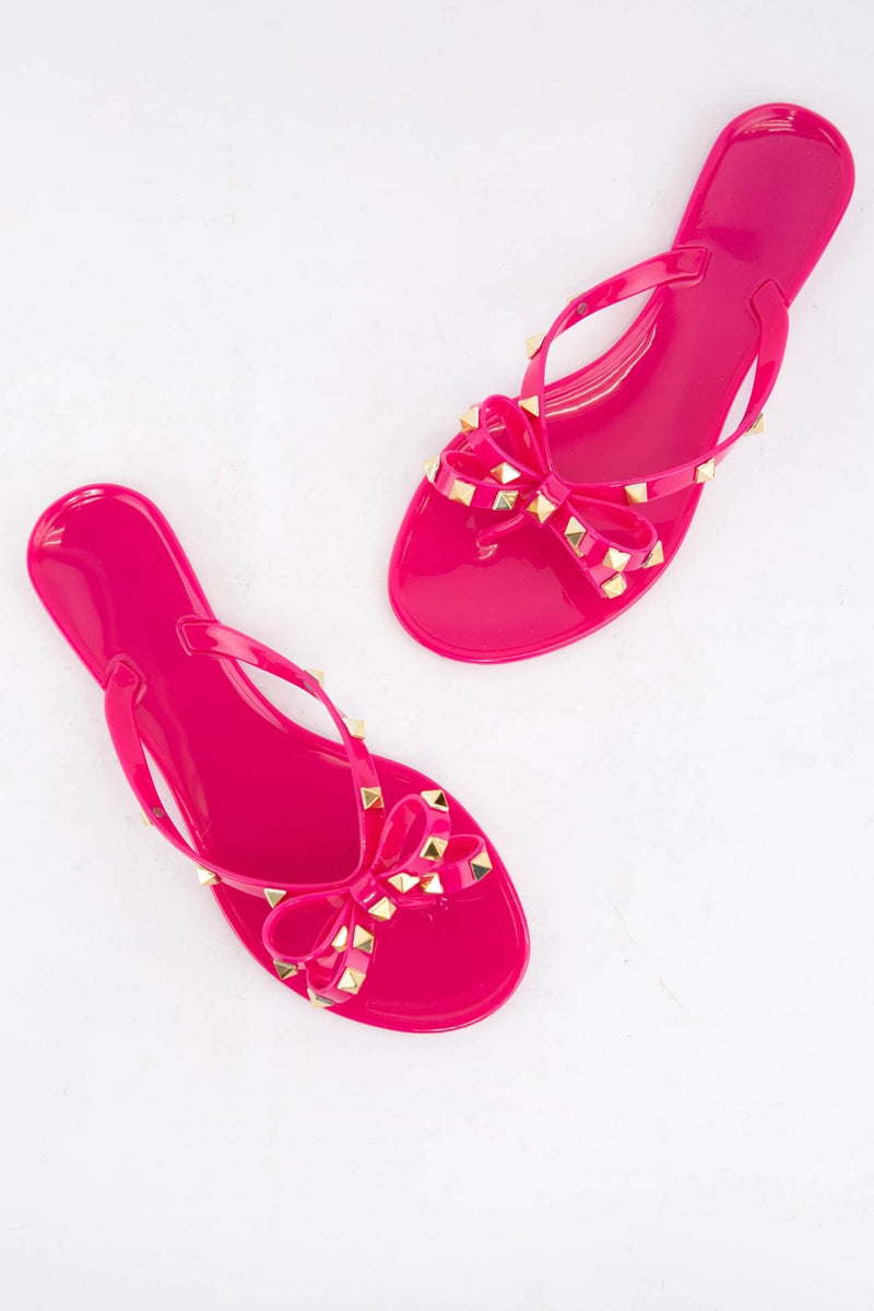 Hot Pink Rockstud Jelly Sandals