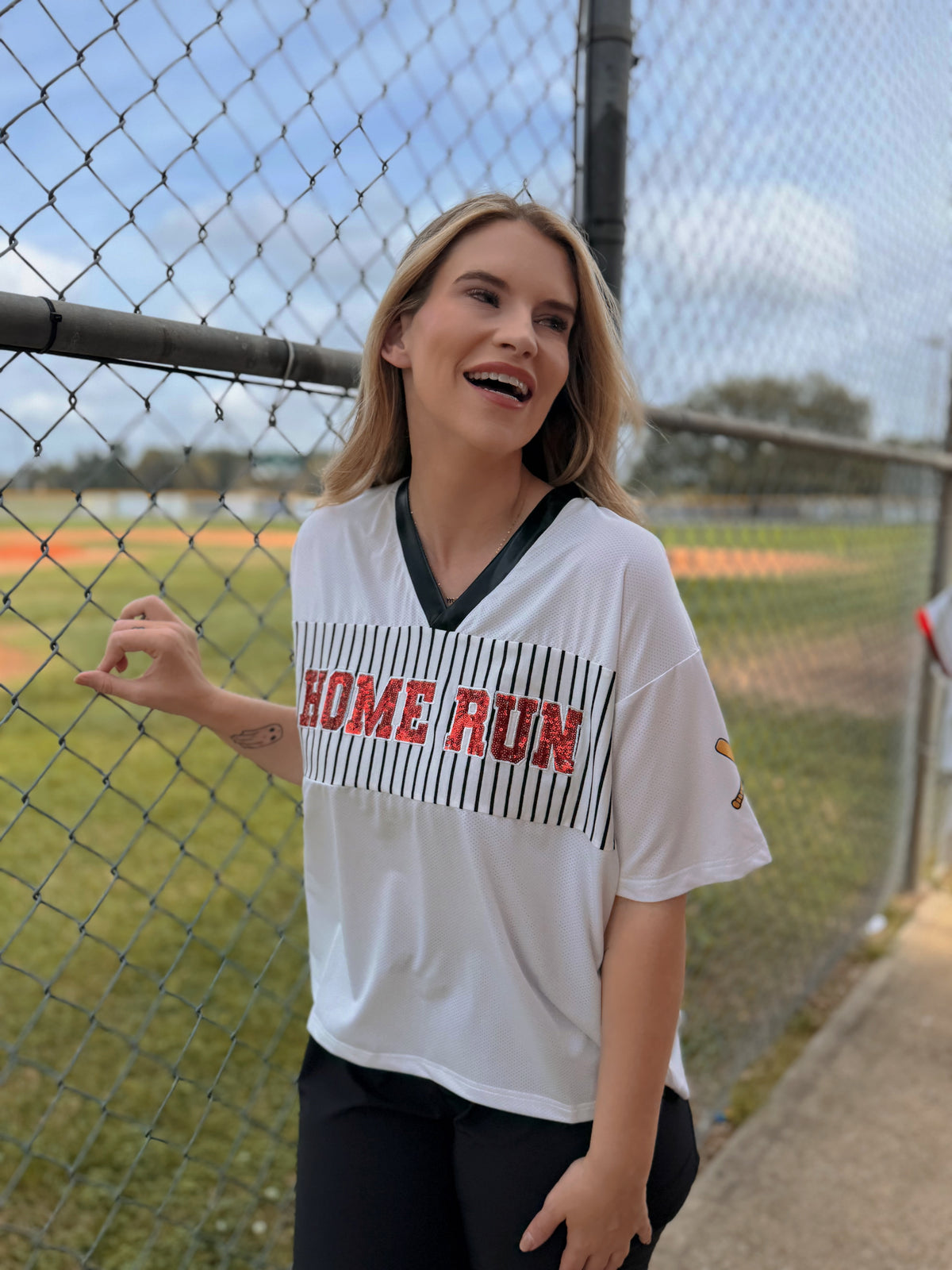 Home Run Sequin Jersey Top