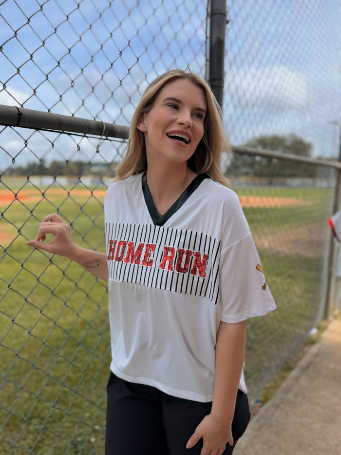 Home Run Sequin Jersey Top