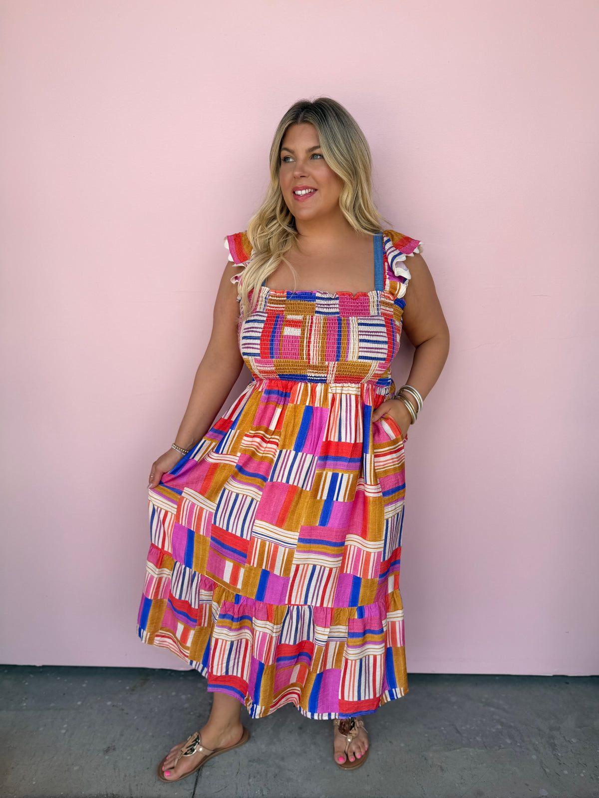 Patchwork Paradise Midi Dress