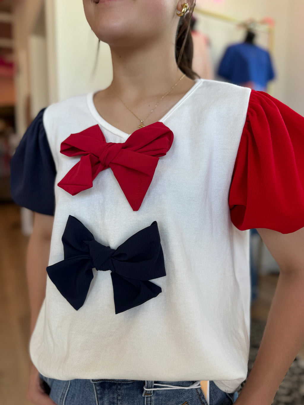 Red, White & You Bow Top
