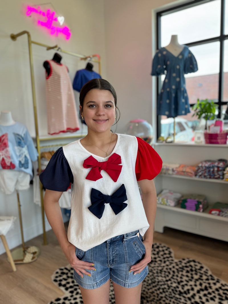 Red, White & You Bow Top