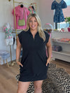 Half Zip Up Mock Neck Mini Dress