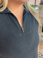 Half Zip Up Mock Neck Mini Dress