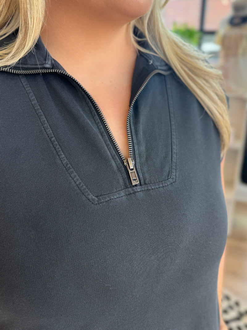 Half Zip Up Mock Neck Mini Dress