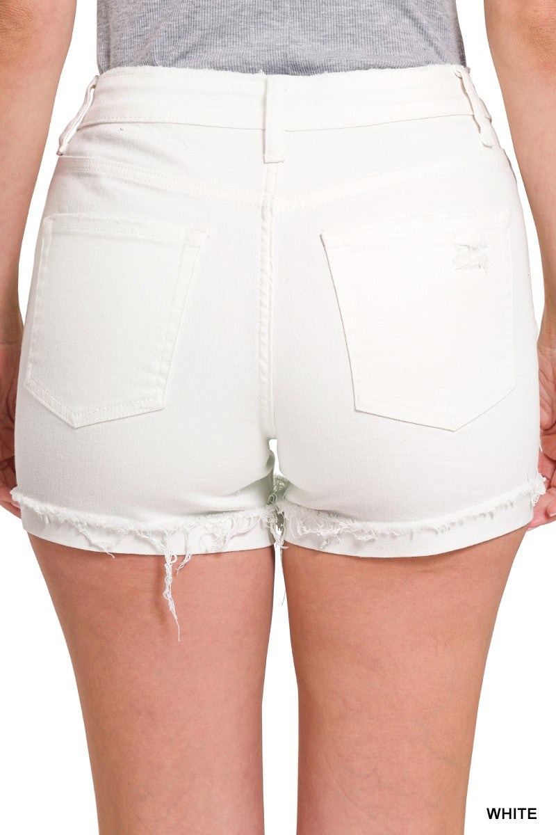 Tara White Cuff Shorts