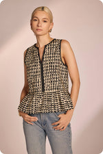 Scallop Print Sleeveless Blouse