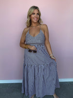 Cottage Check Cross-Back Maxi Dress