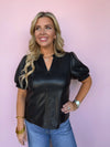 Velour Nights Faux Leather Top