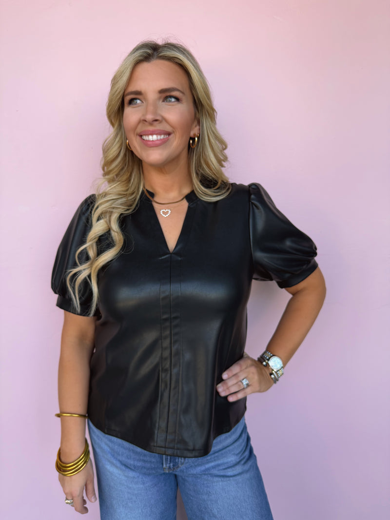 Velour Nights Faux Leather Top