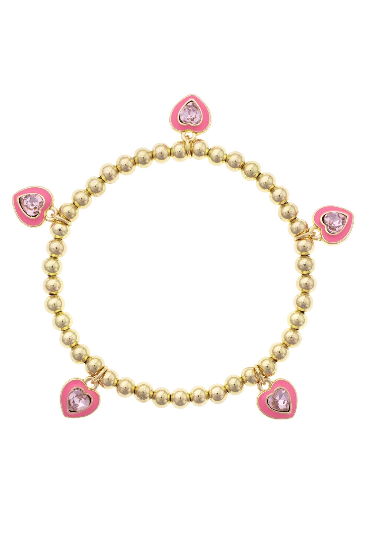 Love You More Rhinestone Heart Charm Bracelet in Bubblegum