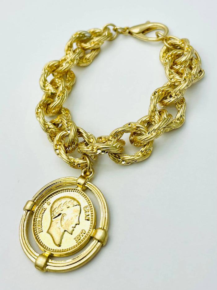 Twisted Link Coin Bracelet
