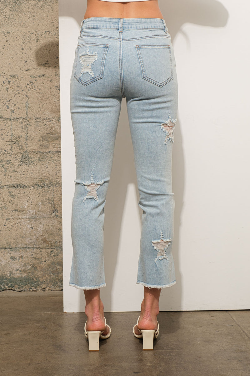 Star Distressed Rhinestone Jeans