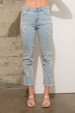 Star Distressed Rhinestone Jeans