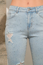 Star Distressed Rhinestone Jeans