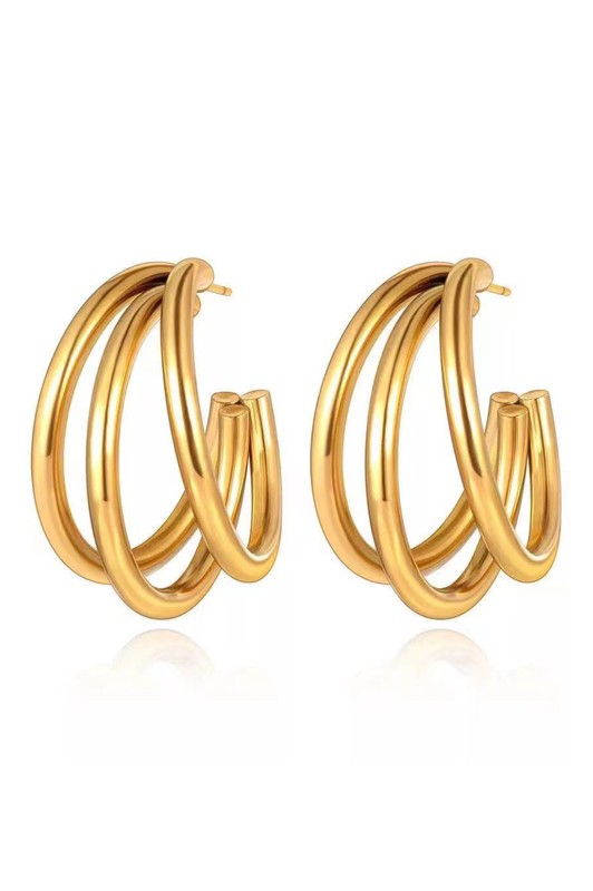 Golden Twist Hoops – 1” Triple Layer Earrings