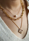 Gold Hollow Initial Necklace