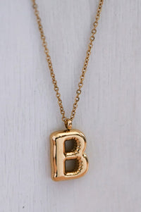 Gold Bubble Initial Necklace