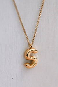 Gold Bubble Initial Necklace