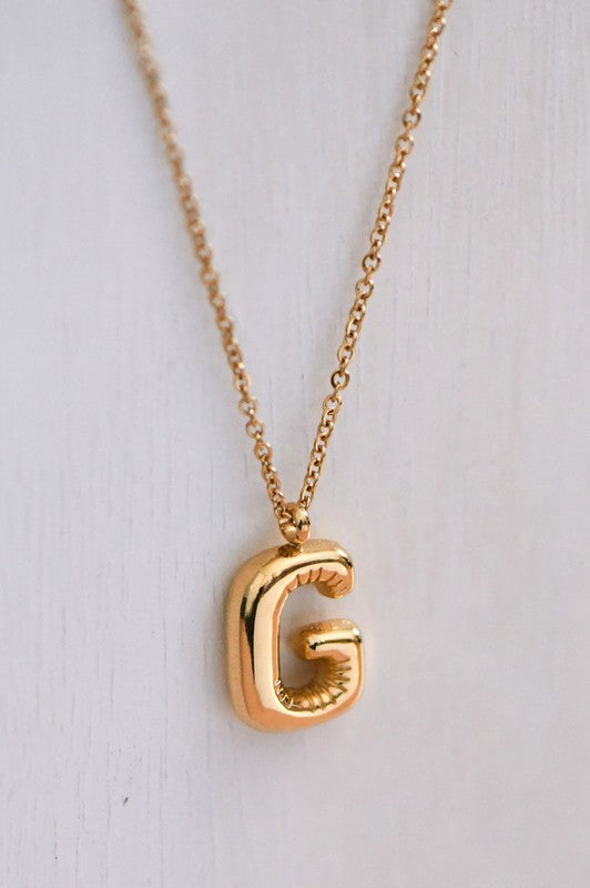 Gold Bubble Initial Necklace