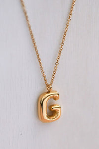 Gold Bubble Initial Necklace