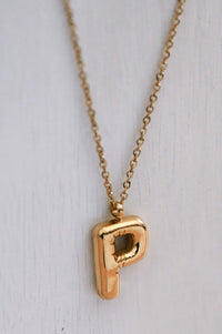 Gold Bubble Initial Necklace