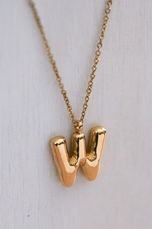Gold Bubble Initial Necklace