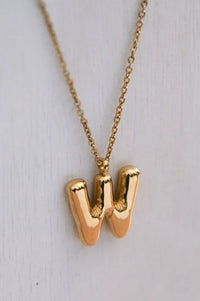Gold Bubble Initial Necklace