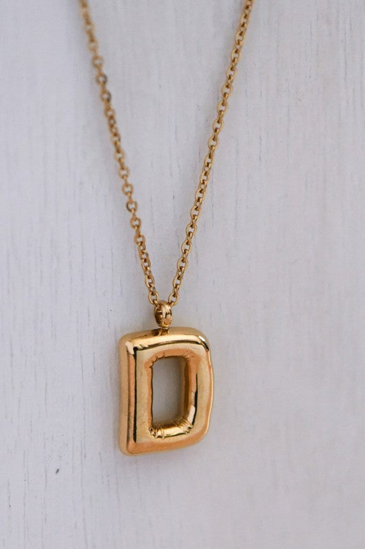 Gold Bubble Initial Necklace
